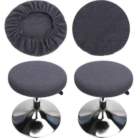 2 Pièces Housse Tabouret Rond(Gris), Housse Tabouret de Bar Rond, Lavable Facile d'entretien Doux et Durable, pour Tabouret 30-40cm