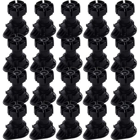 20 verstellbare Möbelfüße, Clip-Befestigungsbasis für Möbel, Küchenmöbelfüße, Tischfüße, Möbelfüße, mit Sockelknopf für alle Arten von Möbeln, Küche (80 mm - 100 mm) (1/5)