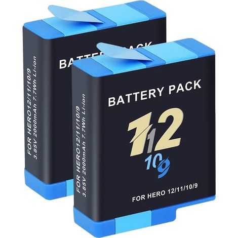 Batterie, capacité 2000mAh, boîte de chargement USB, 2PCS Batterie (1/2)