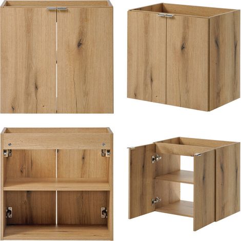 Conjunto de muebles de baño almacenamiento con espejo efecto roble 030009425 (1/5)