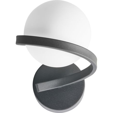 Lámpara de pared moderna pantalla redonda de vidrio base de metal negro Colagne