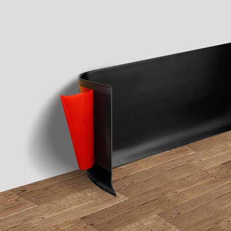 Bande de finition murale, 10 cm de large, matériau en caoutchouc auto-adhésif flexible, facile à appliquer, dimensions : 10 cm x 6 m, noir. (1/5)