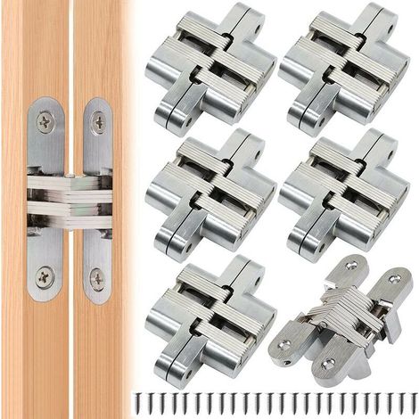 Concealed folding cross hinges, hinges with invisible locking mechanism, curved cabinet hinges, steel corner hinges for furniture doors, easy installation for cabinet doors and furniture (1/5)