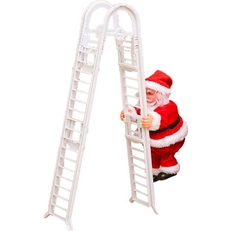 Jouet Père Noël Musical Électrique Mûr Escalier Sympa Déco Noël Blanche Plastique 384g Piles AA x3 Non Incluses (1/4)