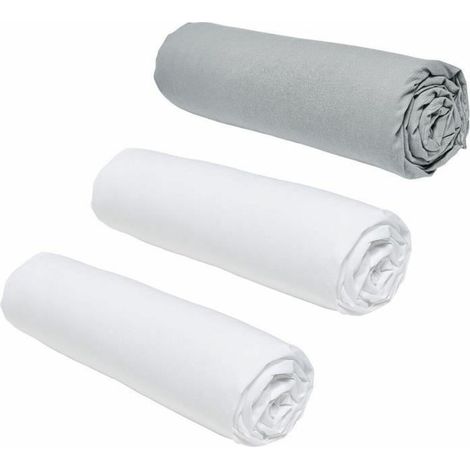 Lot de 3 draps housses TODAY Essential - 160 x 200 cm - 2 personnes - 100% Coton - Craie/ Acier