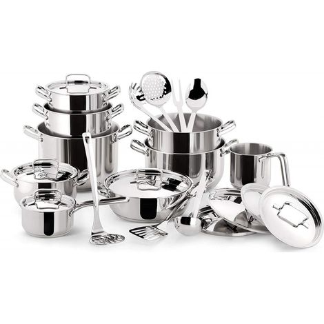 KIT PENTOLE LAGOSTINA SFIZIOSA BATTERIA DI PENTOLE 24 PEZZI IN ACCIAIO INOX 18/10