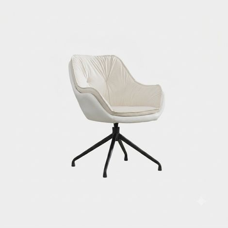 Bürostuhl Drehbar 360° Ergonomischer Kunstlederstuhl Metallgestell Beige (1/5)