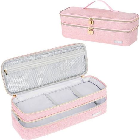 Étui Compatible avec Brosse revlon Cheveux soufflant,Sac de Rangement pour Brosse Électriques et Soufflant,Double Couche,Rose (1/5)
