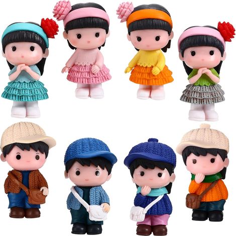 24pièces Figurines De Paysage Statues Créatives Garçons Filles Décoratives pour Jardin Bureau Et Gâteau Colorées (1/5)