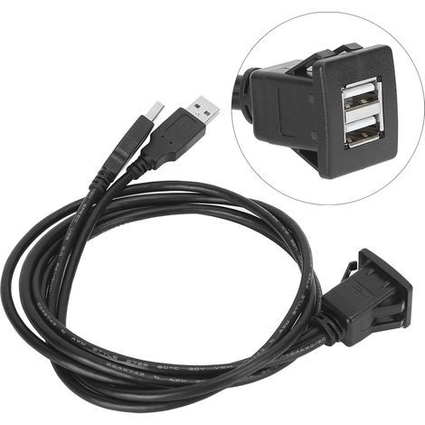 Câble d'extension USB 2.0 à double interface, étanche, pour transfert de données en voiture, adaptateur pour tableau de bord, 1 m / 3,3 pi (1/5)