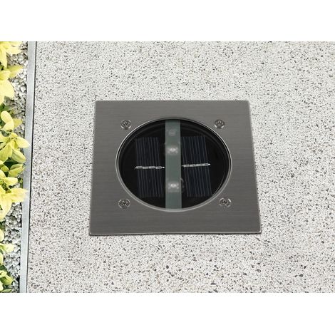 Solar LED Bodeneinbaustrahler CARLO für Außen, Edelstahl eckig 10x10cm, IP67 (1/5)