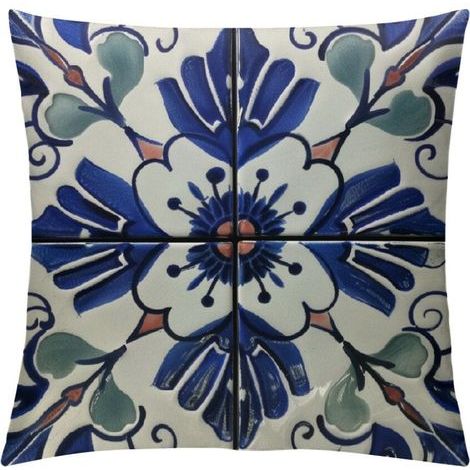 Taie d'oreiller à motif Talavera mexicain, taie d'oreiller carrée en carreaux bleus mexicains, convient pour la chambre, le canapé, la chaise, le lit et autres éléments de décoration intérieure, 12x12 (1/5)