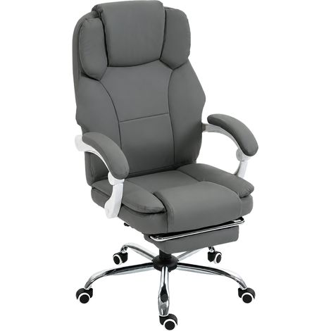 Chaise Bureau Ergonomique, Fauteuil de Bureau Inclinable en Cuir Synthétique Adapté aux Animaux, Hauteur Réglable, Gris (1/5)