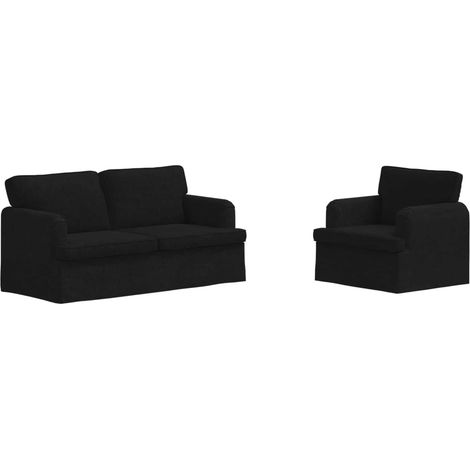 Ensemble de Canapés 2 pcs Salon de jardin Noir 162 x 80 x 85 cm tissu (1/5)