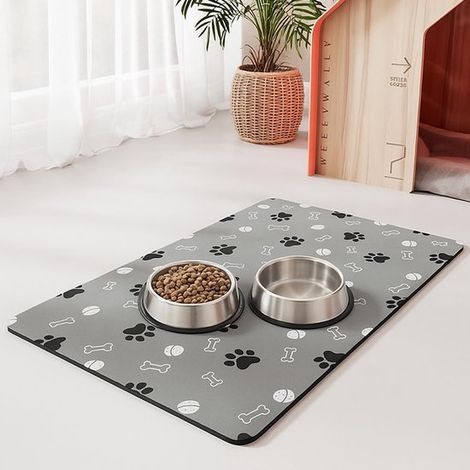 1 Futtermatte für Haustiere saugfähige Matte für Futter und Wassernäpfe leicht zu reinigen wasserdicht und rutschfest aus Silikon 30 x 40 cm Grau (1/5)