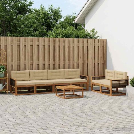 vidaXL Outdoor-Sofagarnitur mit Kissen 7 pcs Natur und Beige (1/5)