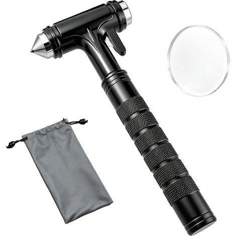 Marteau d'urgence 3 en 1 pour voiture avec coupe-ceinture, noir (1/5)