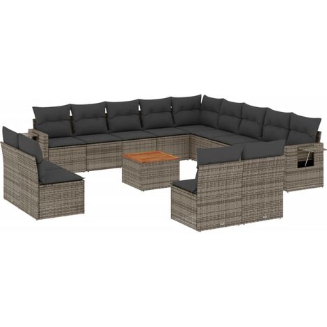 Maison Exclusive - 14-tlg. Garten-Sofagarnitur mit Kissen Grau Po