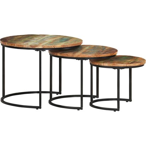 Tables gigognes 3 pcs-Table Basse-Table Salon Bois de récupération massif 590965 (1/5)