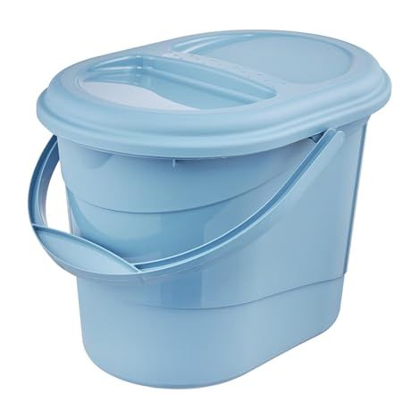 KEEEPER SEAU OVALE AVEC COUVERCLE ECO BLEU PIERRE 37 X 29,5 X 27,5 CM GAMME ELSA ECO KEE1210
