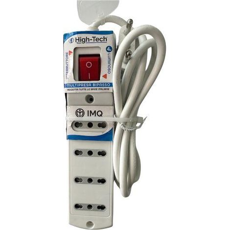 HIGH-TECH MULTIPRESA UNIVERSALE 4 POSTI CON INTERRUTTORE P40 CAVO H05VV-F 3G1.0MM2X 1.5M POTENZA: MAX.3500W 16A/250V