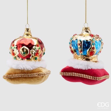 EDG Enzo De Gasperi Decorazione Natale Corona Vetro H 10 Cm Ass. Multicolor 1 Pz