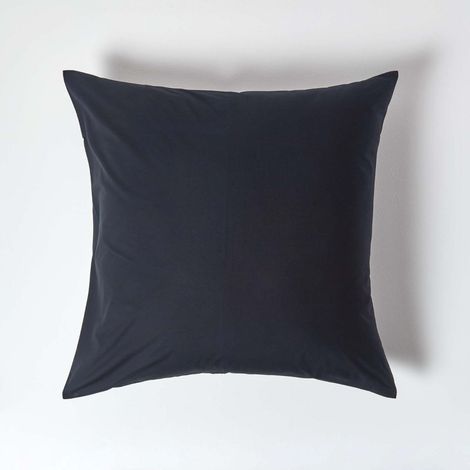 HOMESCAPES Black Continental Egyptian Cotton Pillowcase 200 Thread Count, 60 x 60 cm - Black
