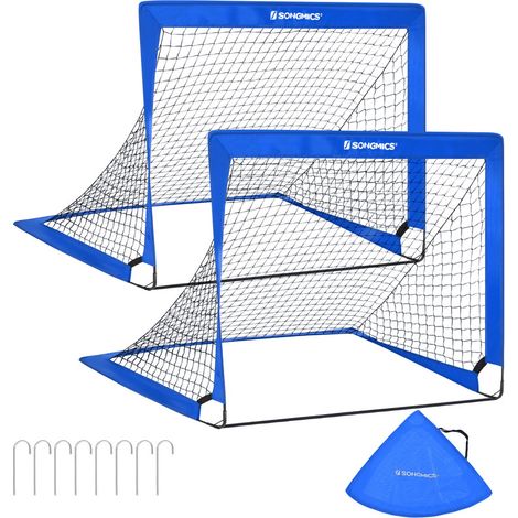 Lot de 2, Cage de Football pour Enfants, Pliable, Filet de Football, Montage Rapide, pour Jardin, Cours, Cadre en Fibre de Verre, Tissu Oxford et Polyester (1/5)