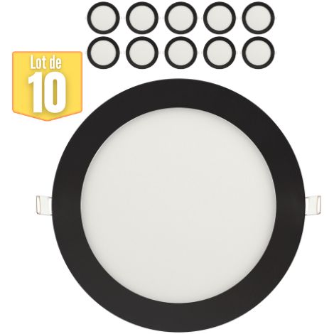 Lot de 10 Dalles LED dimmables 18W 2700K 1170lm Noir IP20 (1/3)