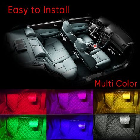 Ruban LED Voiture, EECOO 4 pièces Kit Éclairage Intérieur Musical Sync Musique, Lumière Sous Tableau de Bord avec (1/5)