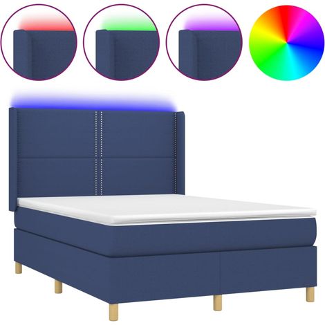 Maison Exclusive - Boxspringbett mit Matratze & LED Blau 140x200