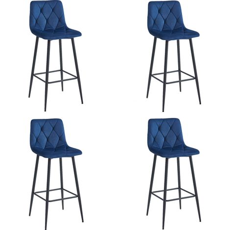 Taburete Valora KODA, terciopelo azul marino, patas negras x4 (1/5)
