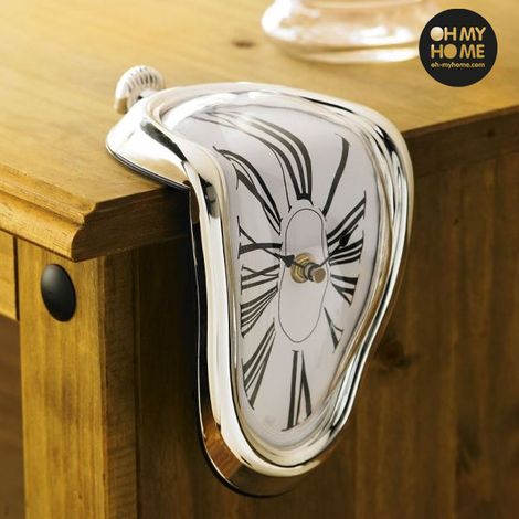 Reloj - FUERA DE LA NADA - Fondue de Dali - Gris - 18x13 cm - Diseño contemporáneo (1/4)