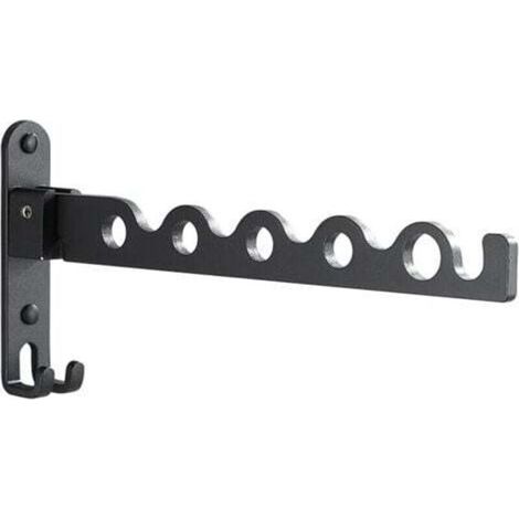 Étendoir mural pliable en aluminium noir pour salle de bain – design compact, charge max 15 kg, 4 barres télescopiques (1/5)