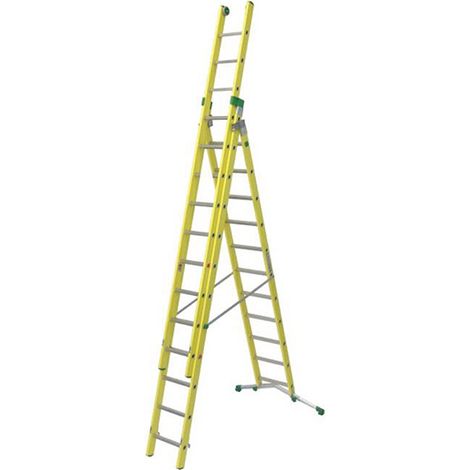 GFK-Elektrikerleiter 11+12+12 Sprossen, zu erreichende Höhe 8.35m - V380-3