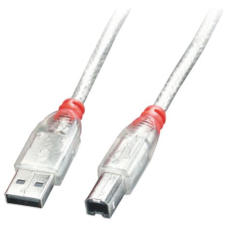 Cable lindy usb 2.0 tipo a/b transparente m/m 0,2m