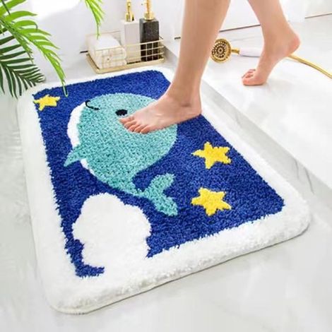 Tappetini da bagno antiscivolo e assorbenti, lavabili in lavatrice, tappetino da bagno morbido in peluche, tappetino doccia ad asciugatura rapida con retro in gomma antiscivolo, k (1/2)