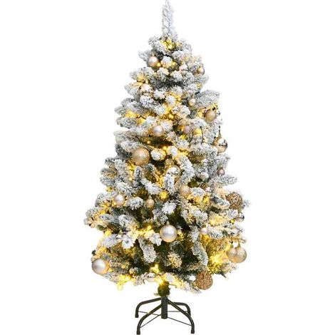 Un sapin de Noël artificiel mobile, équipé de 150 lumières LED et de boules décoratives, d'une hauteur de 120 cm. (1/5)