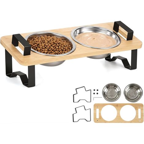 Gamelle Chat – Surélevée, 15°, 2 Bols Inox (1/5)