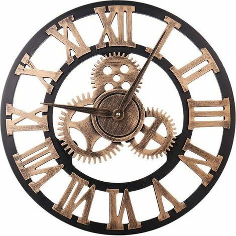 GABRIELLE Grande horloge murale de style vintage, ronde, en métal, silencieuse, sans tic-tac, alimentée par piles, 45 cm, chiffres romains noirs, horloge de salon, chambre à coucher, décoration de cui (1/5)