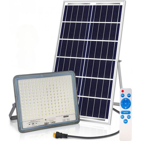 Faro a led 800W, pannello solare con sensore crepuscolare e telecomando, IP 67 (1/5)