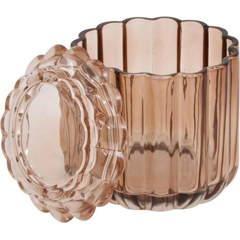 Pot à Coton en Verre "Floréa" 11cm Ambre