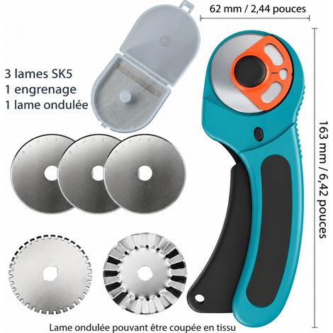Cutter rotatif 45 mm FT145-311 grandes ondulations pour tissu et moquette ft145-311 réf 1090 22 × 13 × 3 cm 135 g – Livraison gratuite