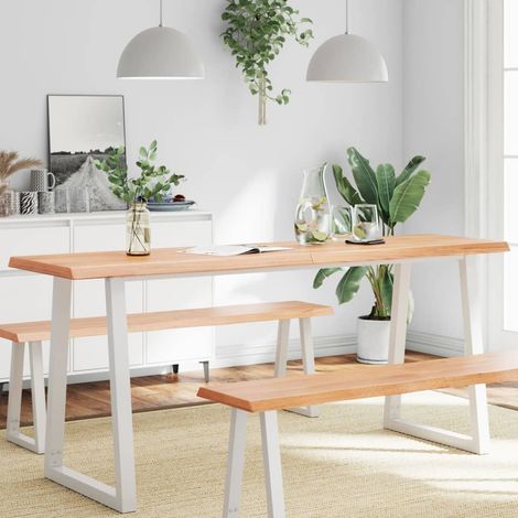 Tischplatte 180x50x(2-4) cm Massivholz Behandelt Baumkante vidaXL (1/5)