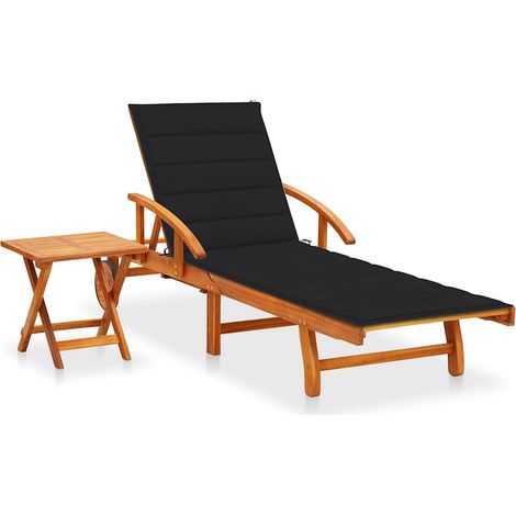 vidaXL Tumbona de jardín con mesa y cojín madera maciza de acacia (1/5)