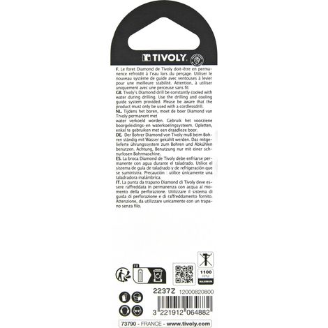 Tivoly • Punta diamantata per trapano ad acqua • Ø8mm • Gambo esagonale • Per foratura di gres ceramico