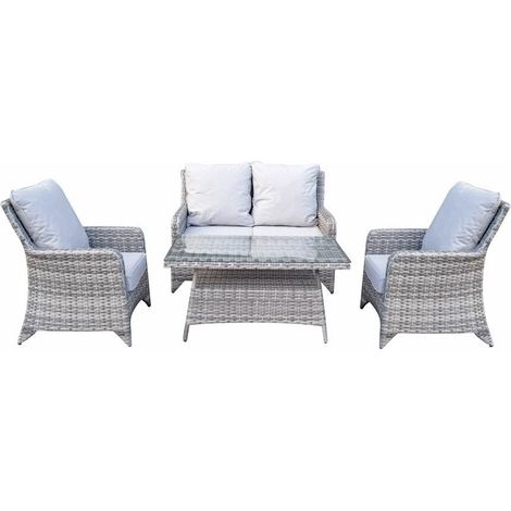 Signature Weave Sarah Wicker 4 Seater Sofa Arm Chair Coffee Table Set Natural (1/2)