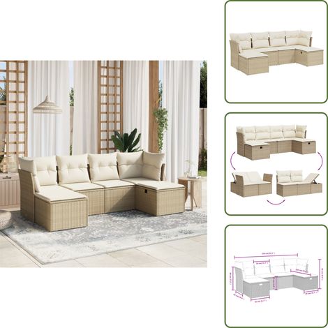 Salon de jardin avec coussins 6 pcs beige résine tressée - Ensemble Salon De Jardin - Salon De Jardin Extérieur - Mobilier De Jardin - Canapé Jardin - Chaise Lounge (1/5)