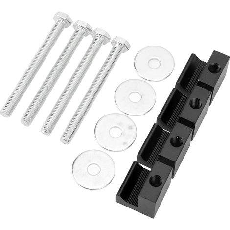 Kit de fixation universel pour coffre à outils de pick-up (4 crochets en J) - Aluminium et acier inoxydable - Noir (1/5)