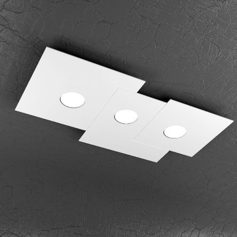 Plafoniera Moderna Rettangolare Plate Metallo Bianco 3 Luci Gx53 (1/5)